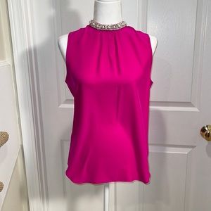 Top, beautiful hot pink silk, embellished neckline